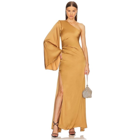 Michael Costello x REVOLVE Mae Gown Maxi Satin One Shoulder Formal Classy Small - Picture 2 of 12
